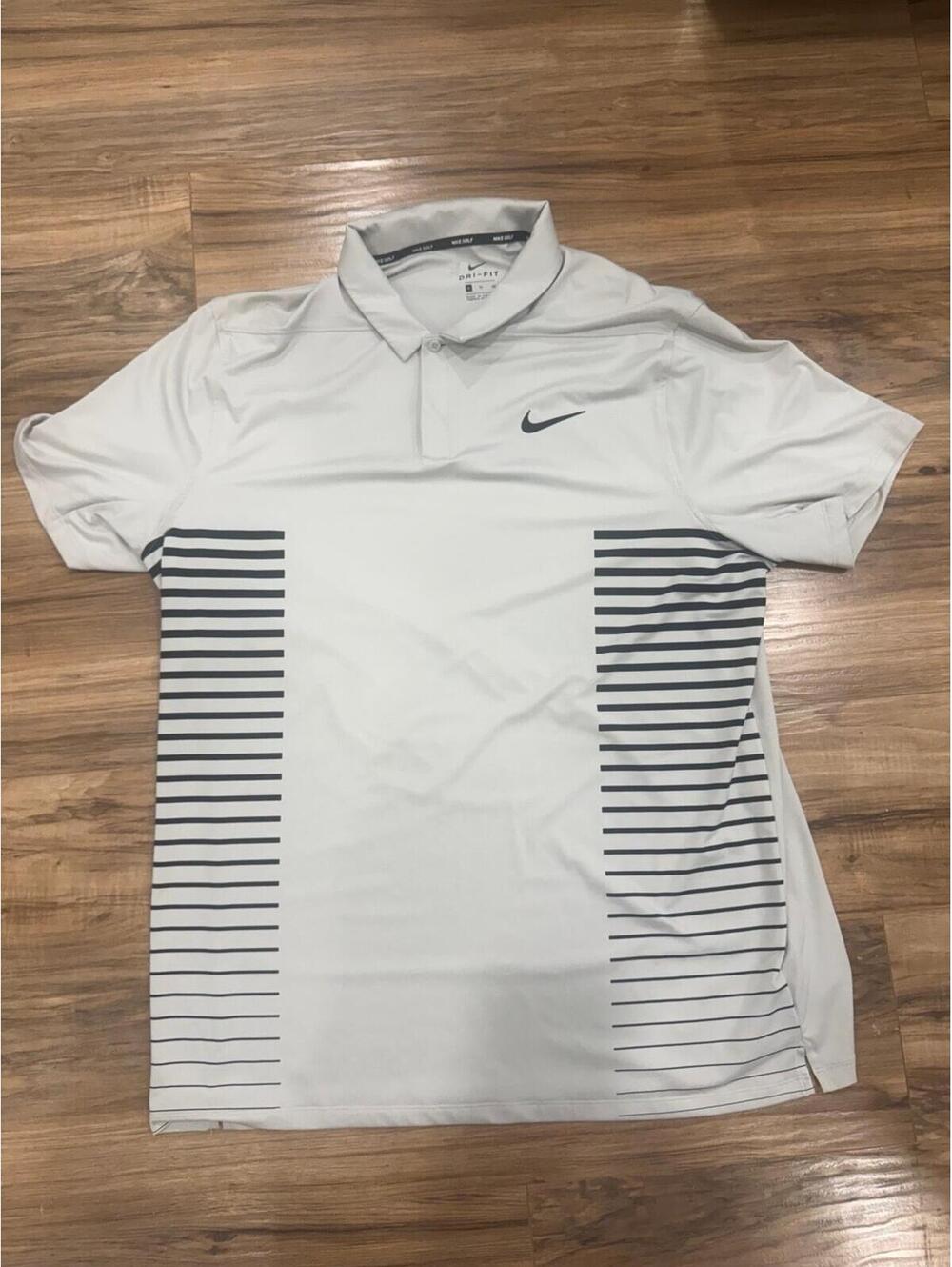 Nike Golf Dri-FIT Polo Shirt Men’s XL Gray Striped Athletic Golf Performance
